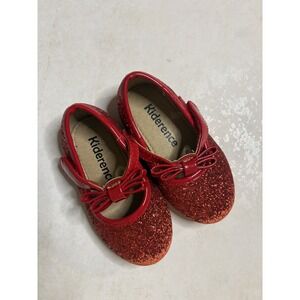 Kiderence Red Glitter Mary Jane Ballet Flat Bow Dress Shoes Toddler Girls Size 6